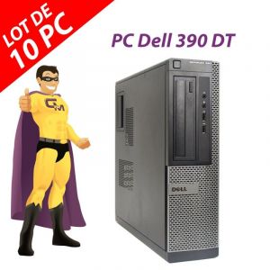 Lot x10 PC Dell OptiPlex 390 DT G630 RAM 4Go Disque 250Go HDMI Windows 10 Wifi - Occasion