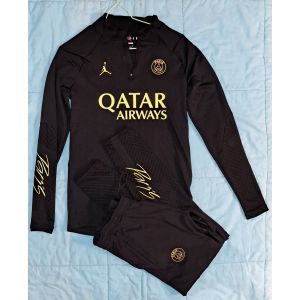 Ensemble De Surv&ecirc;tement Homme Paris Saint Germain Qatar Airways Psg Jordan Paris Football Club Veste Gilet + Pantalon Jogging Entrainement Noir Et Jaune - Occasion