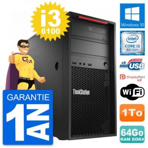 PC Tour Lenovo ThinkStation P320 MT i3-6100 RAM 64Go Disque 1To Windows 10 Wifi - Occasion