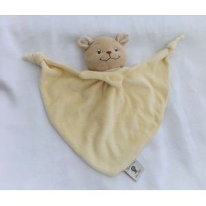 Doudou Peluche Plat Ours Beige Jaune Collerette 2 Noeuds Pop Art - Occasion