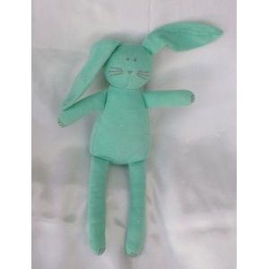 Doudou Peluche Lapin Vert Et Gris Petit Bateau - Occasion