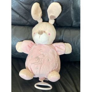 DOUDOU PELUCHE MUSICAL SIMBA LAPIN ROSE RAYE ETOILE ARGENT 21CM - Occasion