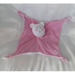 Doudou Peluche Plat Ours Blanc Et Rose Pois Orchestra - Occasion