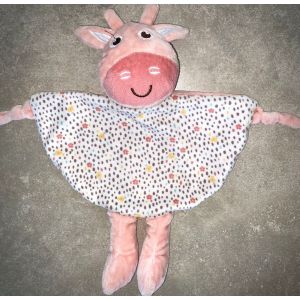 DOUDOU GIRAFE VACHE ROSE TOM & KIDDY BISOUS D'ANGE GRELOT HOCHET PELUCHE JOUET BEBE - Occasion
