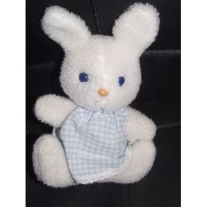 Lapin Boulgom Blanc Tablier Vichy Bleu Grelot - Occasion