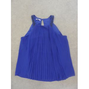 Neuf Top Sans Manche Évasé, Plissé Bleu Électrique Promod - Occasion