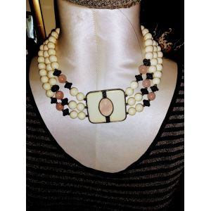 Collier Vintage Trois Rangs En Lucite Carol Dauplaise - Occasion