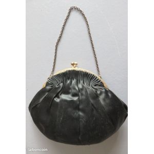 Sac soirée minaudière soie noire ancien - Occasion