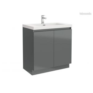 Meubles Au Sol 80cm De Salle De Bain Alterna Priméo 2 Portes Gris Laqué - Occasion