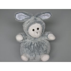 Doudou Peluche Ours Déguisé Lapin Gris Blanc Boule 22 Cm Atmosphéra - Occasion