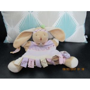 Doudou Marionnette Lapin Indienne Rose/Mauve/Violet Doudou Et Compagnie - Occasion