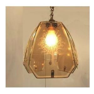 LAMPADAIRE LUSTRE SUSPENTION PLAFONIER VERRE SERIGRAPHIE METALLIQUE DORE APPLIQUE 1 AMPOULE LUMINEUSE A SUSPENDRE AU STYLE DESIGN CLASSIC CHARME ABAT-JOUR PLAQUE DECO ECLAIRAGE DIRECT SUSPENDU RETRO - Occasion