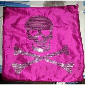 Housse De Coussin Tète De Mort Rose - Occasion