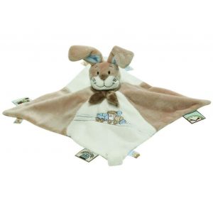 Doudou Noukies Noukie's Lapin Plat Oscar Beige Marron Train Att.Tetine - Occasion
