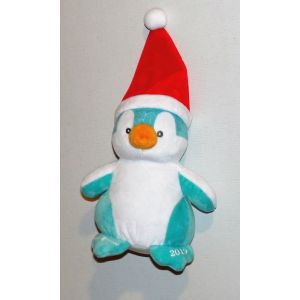 Pingouin Blanc Et Bleu Pastel Avec Bonnet Pere Noel Doudou Peluche 2019 Passion Et Beaute 18cm - Occasion