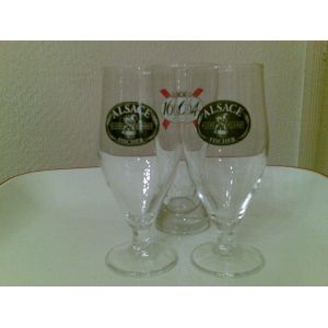 Lot De 3 Verres A Biére Fisher (2) + 1664 (1) Bar - Occasion