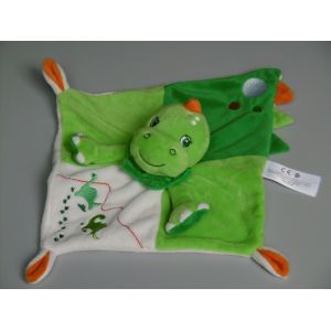 Doudou Dinosaure Dragon Plat Vert Blanc Orange Nicotoy Simba Toys - Occasion