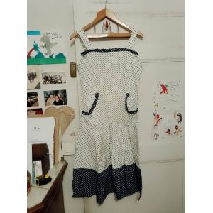 Robe Blanche Fleurs Marines 38 M Vintage Années 80 C&ampa. - Occasion