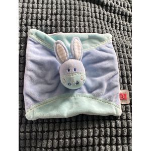 Doudou Ane ou cheval TEX CARREFOUR carr&eacute; plat bleu 19cm - Occasion