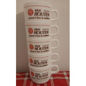 Arcopal Lot 5 Grandes Tasses Van Houten Chocolat - Occasion