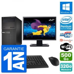 PC Tour Dell XE2 MT Ecran 22" Intel G3220 RAM 32Go Disque 500Go Windows 10 Wifi - Occasion