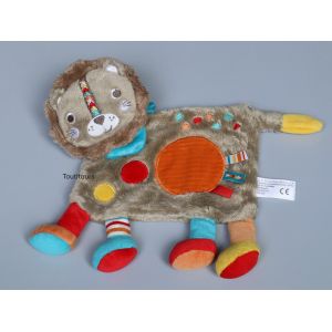 Doudou lion plat gris orange rouge bleu Simba Toys - Occasion