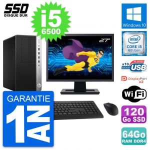 PC Tour HP ProDesk 600 G3 Ecran 27" i5-6500 RAM 64Go SSD 120Go Windows 10 Wifi - Occasion