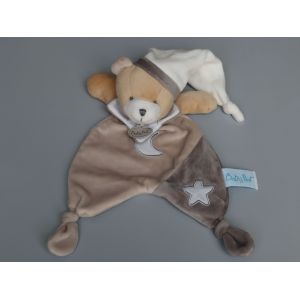 Doudou Ours Plat Beige Gris Étoile Luminescent Baby Nat - Occasion