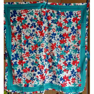 Foulard Lulu Castagnette - Carré 69x69cm - Rouge Bleu, Vert Blanc - Occasion