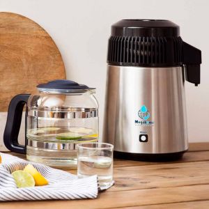 Distillateur D¿Eau Megahome En Inox, Avec Bec Verseur En Porcelaine Et Carafe En Verre - Occasion