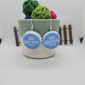 Boucles D?Oreilles Capsules De Bière Corona Bleu Et Blanc - Occasion