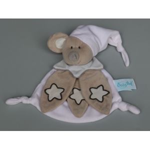 Doudou souris plat beige blanc étoiles luminescent Baby Nat - Occasion