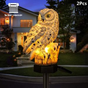 2pcs Lampe Solaire Led De Jardin En Forme De Hibou - &Eacute;tanche- &Eacute;clairage Ext&eacute;rieur - Veilleuse D&eacute;corative Pour La Maison Et Le Jardin - Occasion