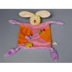 Doudou Lapin Plat Orange Rose Mauve Taf Toys - Occasion