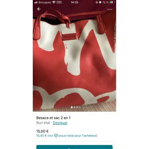 Sac deux en un rouge Noir et blanc DESIGUAL - Occasion