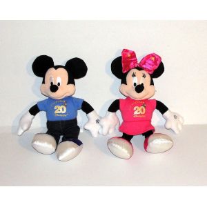 Peluche Mickey Et Minnie 20 Anniversaire Disneyland Paris Lot De 2 Peluche Doudou Disneyland Paris 22cm - Occasion