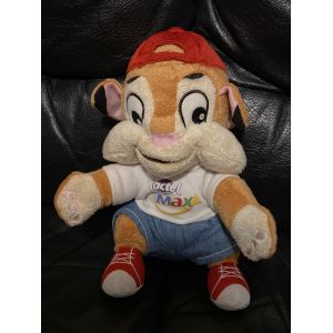 PELUCHE LYNX LACTEL MAX ROUGE BLEU ET BLANC PUBLICITAIRE 23 CM - Occasion