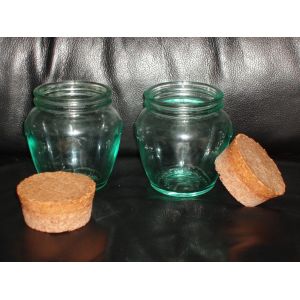 Lot De 2 Pots En Verre / Mini Bonbonniere Avec Bouchon En Liege - Occasion