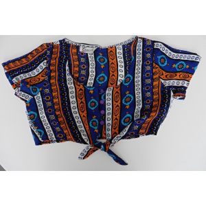 T-Shirt En Voile À Boutons. Brassière. Boléro Noué. Multicolore. Cinoche. Taille 2 - Occasion