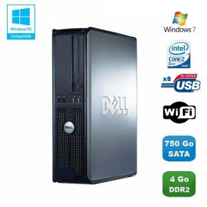 PC DELL Optiplex 760 DT Intel Core 2 Duo E8400 3Ghz 4Go DDR2 750 Go WIFI Win 7 - Occasion