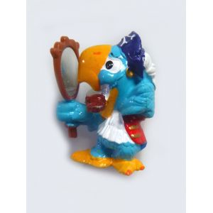 Figurine Perroquet Bleu Pirate Au Miroir 4 Cm Oeuf Kinder Surprise Egg Toys 1995 Vintage - Occasion