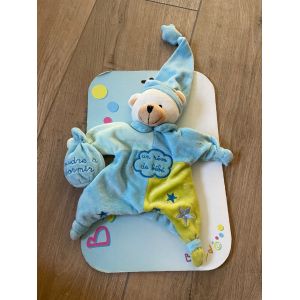 Doudou marionnette peluche un rêve de bébé baby do baby nat bleu vert poudre à dormir - Occasion