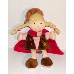 Doudou Demoiselle Cowboy Marron Rouge Brodé Étoile Doudou Et Compagnie 25cm - Occasion