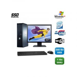 Lot PC DELL Optiplex 760 DT E8400 3Ghz 1Go DDR2 240Go SSD WIFI XP Pro + 17 - Occasion