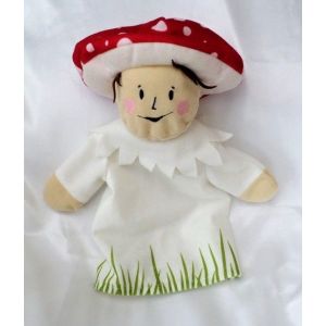 Doudou Peluche Plat Marionnette Champignon Bonhomme Blanc Et Rouge Ikea - Occasion