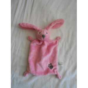 Doudou Plat Lapin Rose C&a Nicotoy Rose Empreinte De Patte Marron/Gris Jouet Bebe Naissance Peluche Éveil Enfant Blanket Comforter Soft Toys Simba - Occasion
