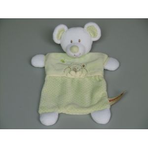 Doudou Plat Ours Souris Blanc Vert Papillon Nicotoy - Occasion