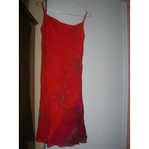 Robe René Derhy Doublée À Bretelles Viscose Taille S Rouge - Occasion