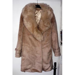 Magnifique Veste Col Fourrure Laine Alpaga Marque Calus T 42 - Occasion