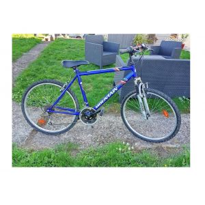 V&eacute;lo V T T Tout Terrain Bleu Roi Bicyclette Confortable Made In France Men 26" Pouces 100% Mountain Bike Fourche T&eacute;lescopique Suspendue 3 Plateaux 6 Pignons 18 Vitesses Cycliste Sportif Balade Cycle - Occasion